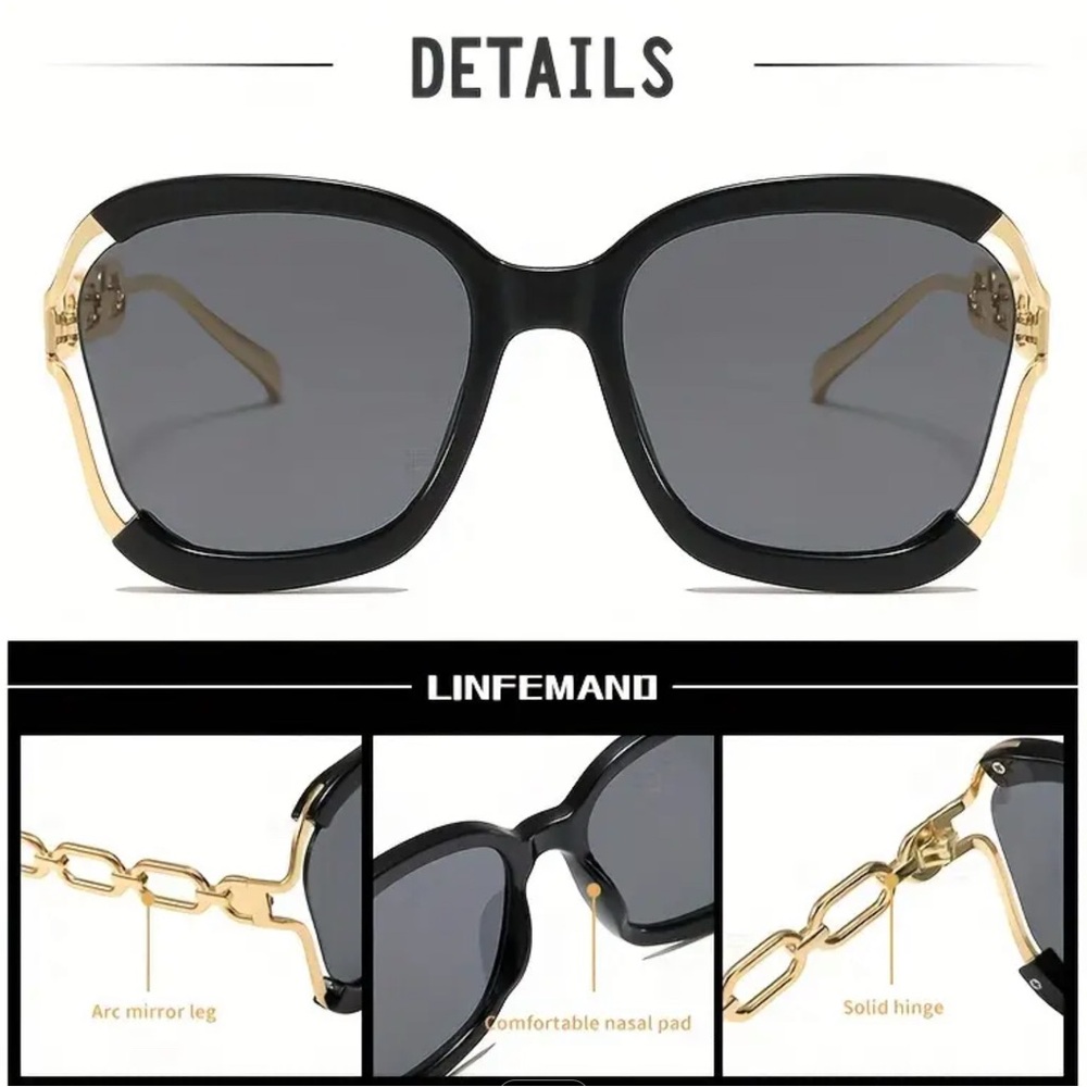 Luxurious Green and Gold Oversized High Quality Sunglasses - Picture 2 of 5